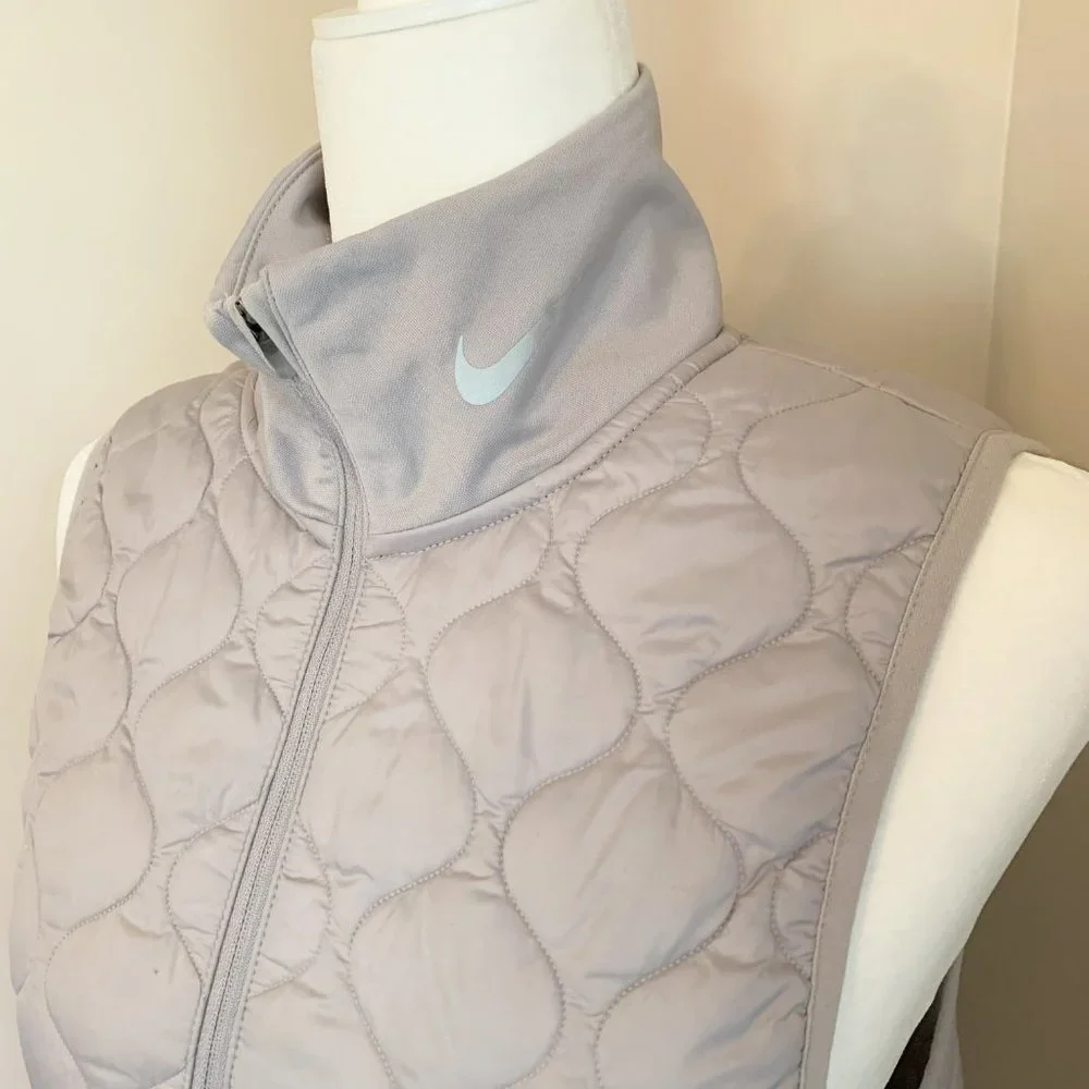 SOLD! Nike Aerolayer Black Gray Running Vest Gilet Quilted Logo - Picture 7 of 12